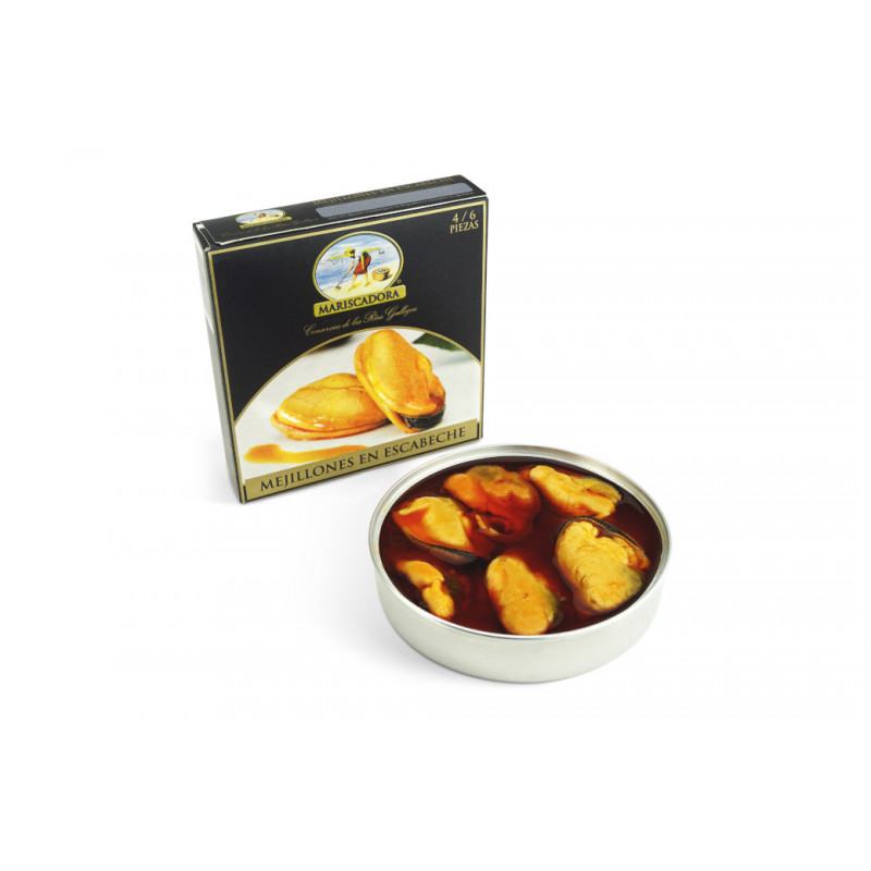 Mejillones en escabeche con aceite de oliva (fritos)